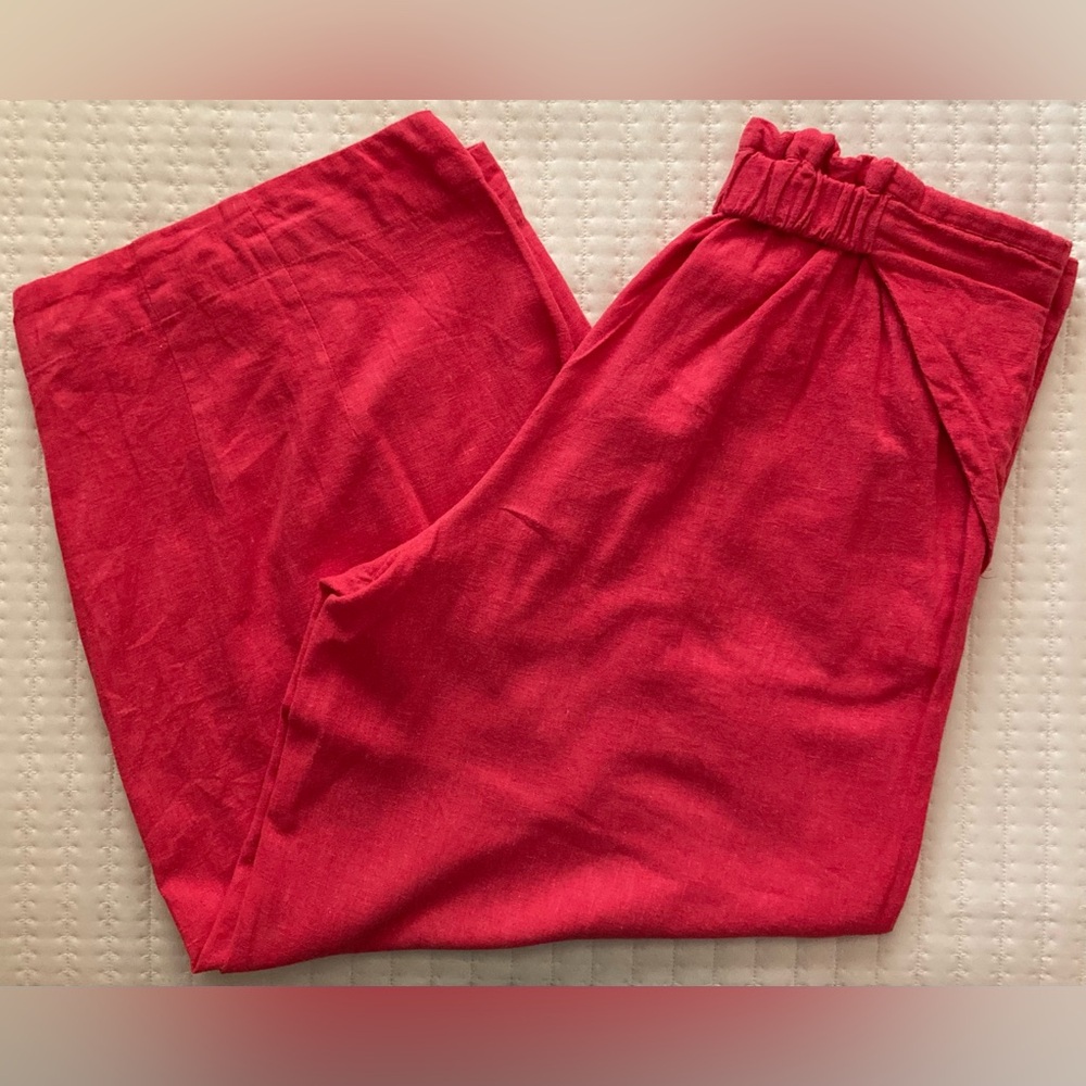 Free People Wide Leg Pants in Bright Red